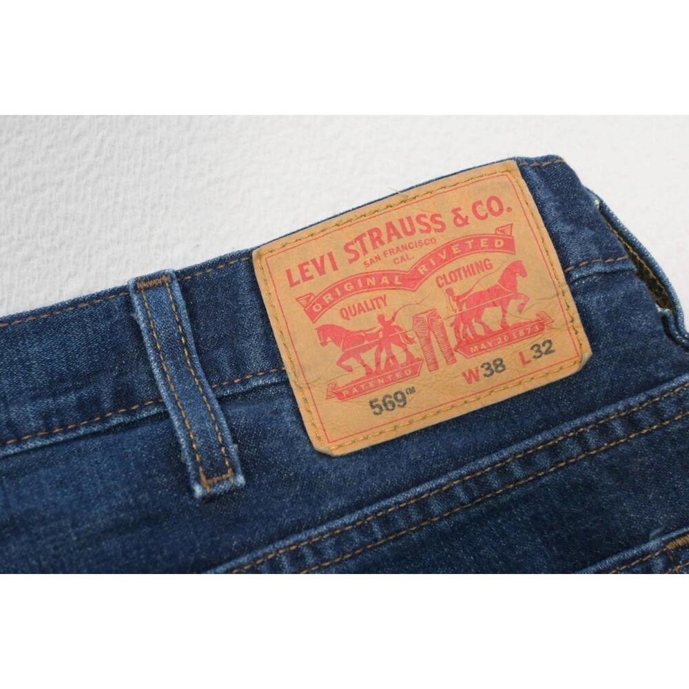 Levi's 569 Loose Straight Fit Rugged Denim Blue‎ Jeans Mens Size 38 x 32